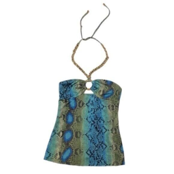 Michael Kors Green Snakeskin Print Swim Tanktini Top 4 - Picture 4 of 6
